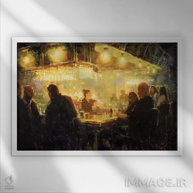 تابلو شبی با دوستان بیرون اثر کریستوفر کلارک - نمای قابدار سفید