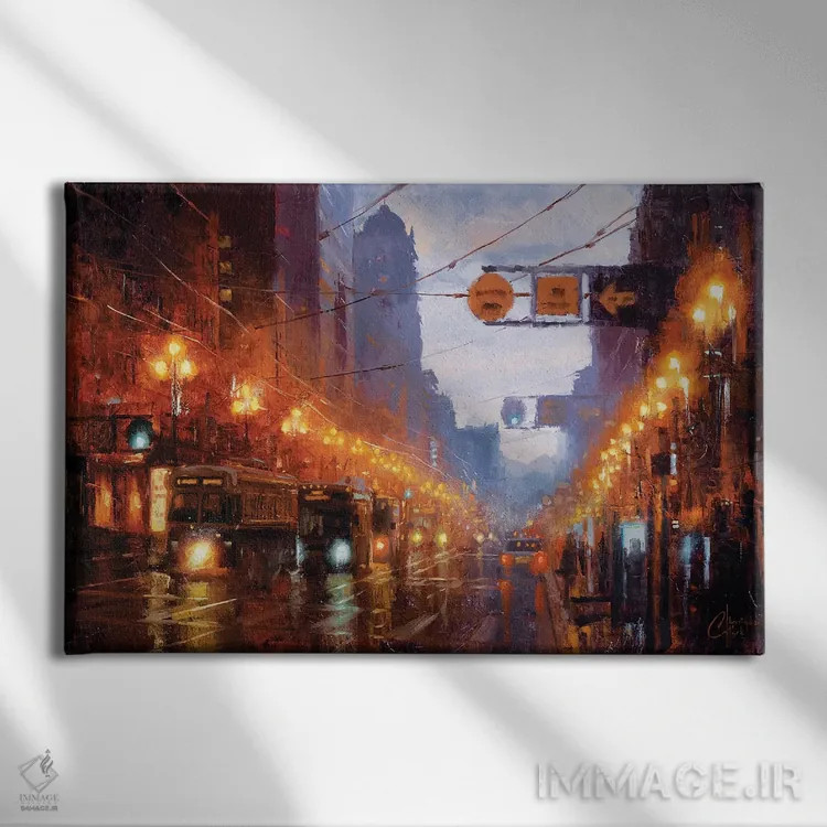 تابلو سان فرانسیسکو در گرگ و میش اثر کریستوفر کلارک - نمای روبهرو روی دیوار