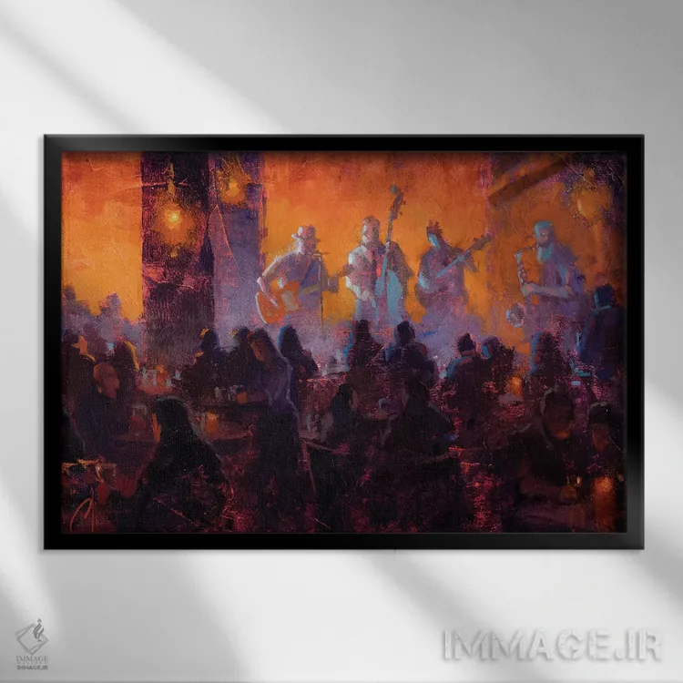 تابلو جاز، اتاق قرمز اثر کریستوفر کلارک - نمای قابدار مشکی