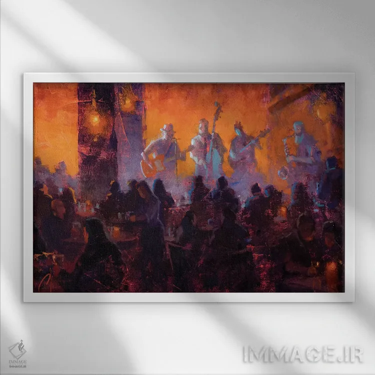 تابلو جاز، اتاق قرمز اثر کریستوفر کلارک - نمای قابدار سفید