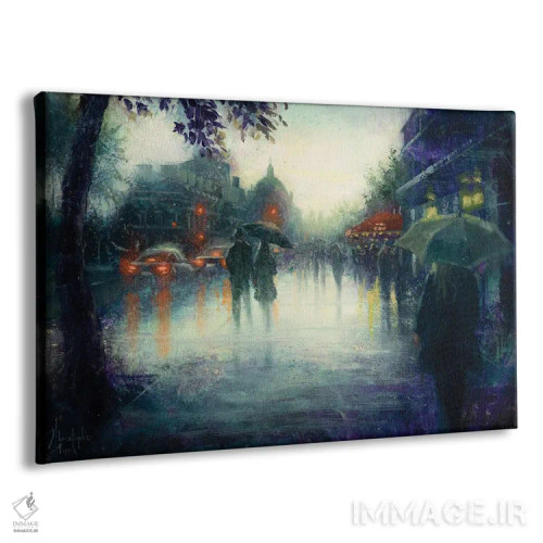 تابلو خیابان بارانی پاریس اثر کریستوفر کلارک - نمای پرسپکتیو محصول