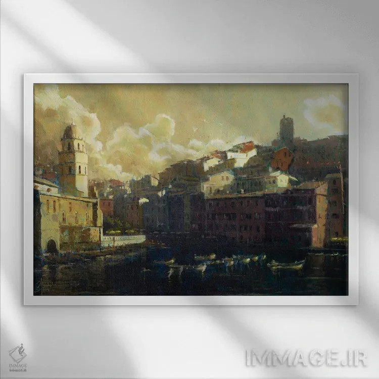 تابلو بندر ورناتزا III اثر کریستوفر کلارک - نمای قابدار سفید