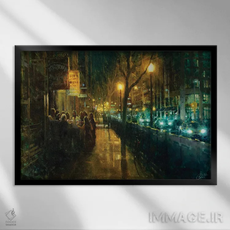 تابلو نوشیدنی در مرکز شهر اثر کریستوفر کلارک - نمای قابدار مشکی