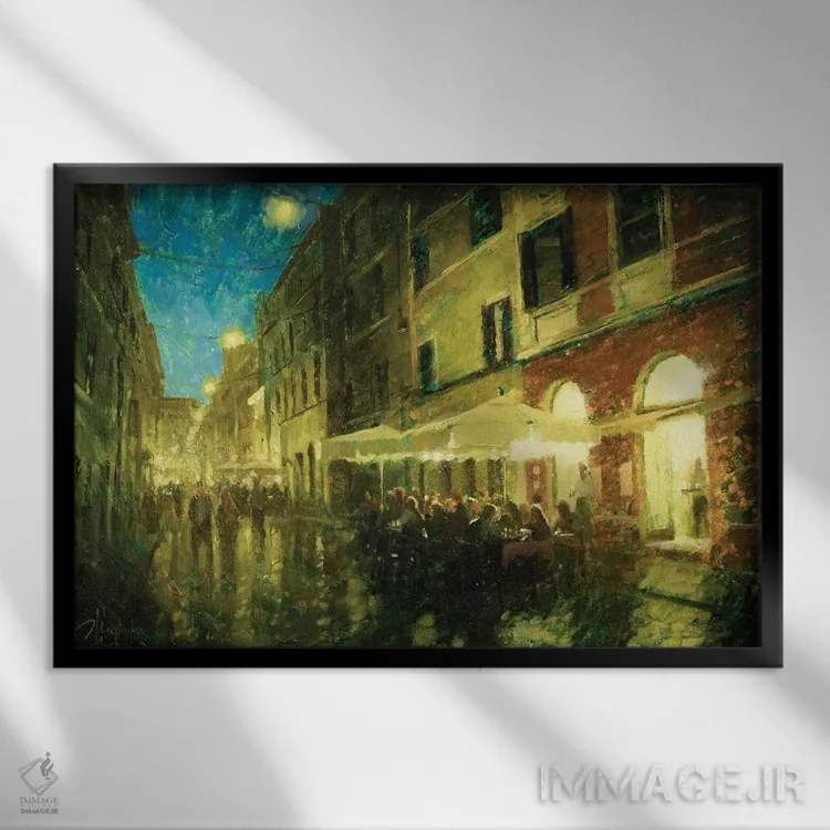 تابلو کافه رم برای شام اثر کریستوفر کلارک - نمای قابدار مشکی