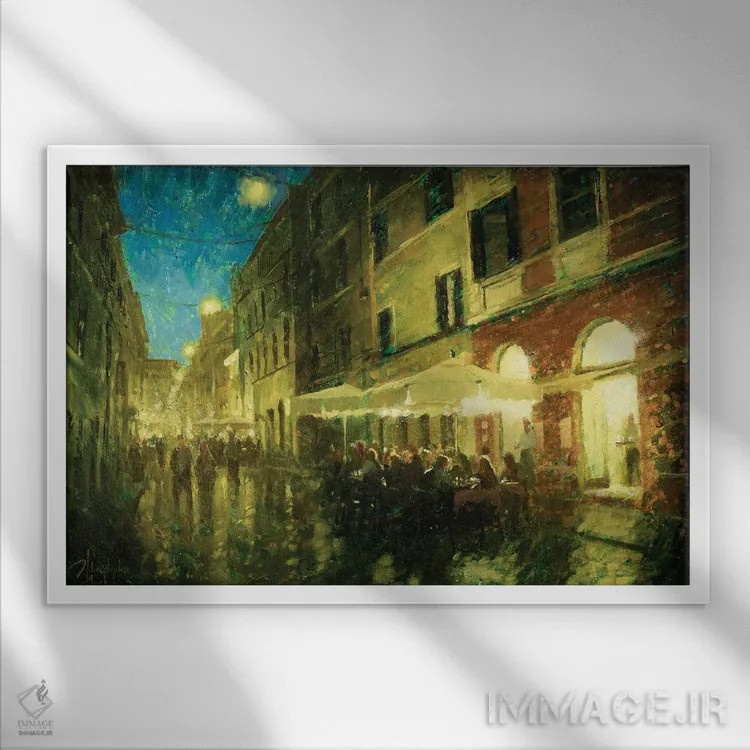 تابلو کافه رم برای شام اثر کریستوفر کلارک - نمای قابدار سفید