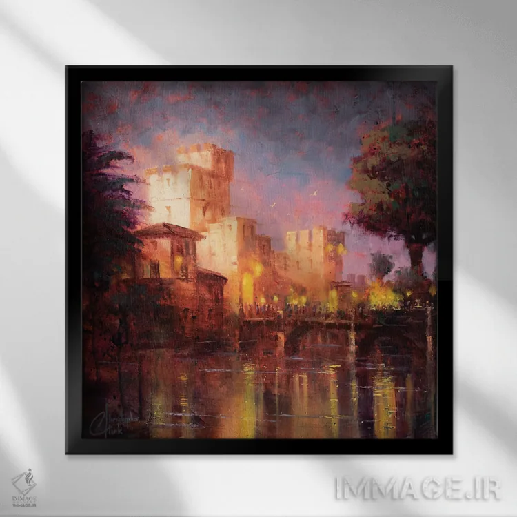 تابلو قلعهٔ ایتالیایی اثر کریستوفر کلارک - نمای قابدار مشکی