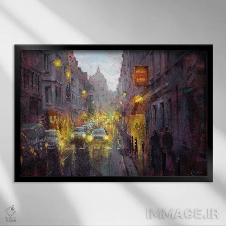 تابلو گرگ و میش در پاریس اثر کریستوفر کلارک - نمای قابدار مشکی