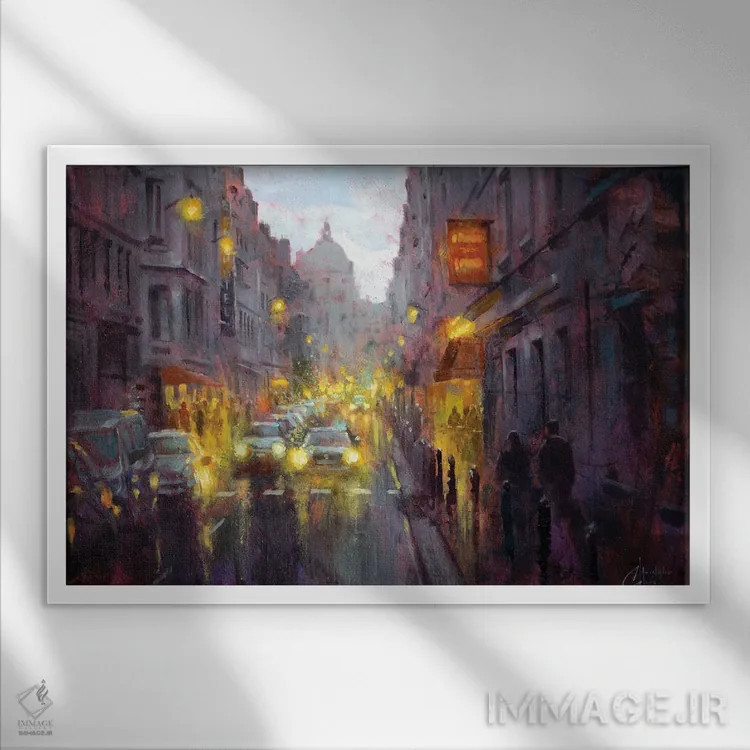 تابلو گرگ و میش در پاریس اثر کریستوفر کلارک - نمای قابدار سفید
