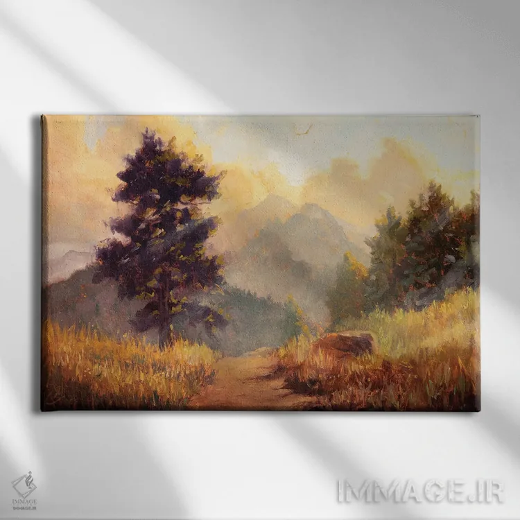 تابلو نور خورشید کوهستان اثر کریستوفر کلارک - نمای روبهرو روی دیوار