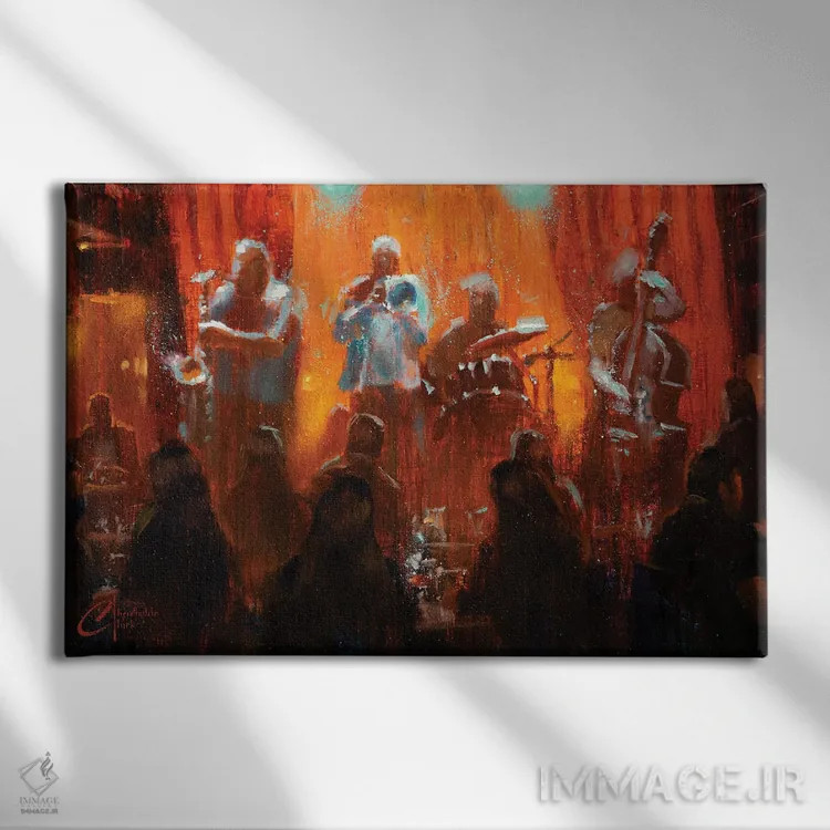 تابلو Jazz,نیویورک، جاز اثر کریستوفر کلارک - نمای روبهرو روی دیوار