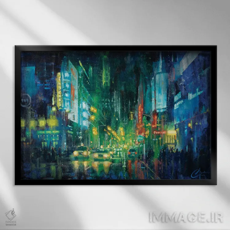 تابلو Times Square,نیویورک، میدان تایمز اثر کریستوفر کلارک - نمای قابدار مشکی