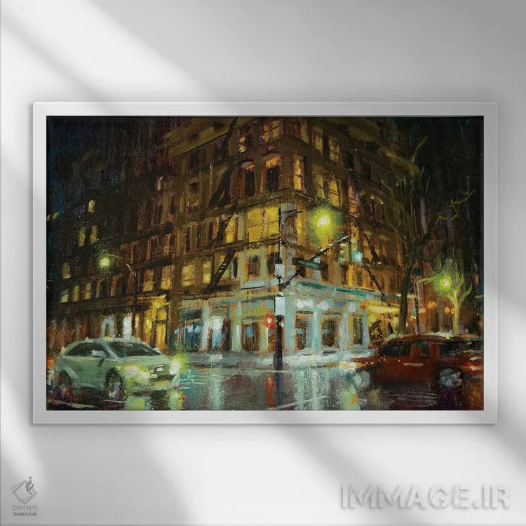تابلو Corner II,نیویورک، نبش خیابان II اثر کریستوفر کلارک - نمای قابدار سفید