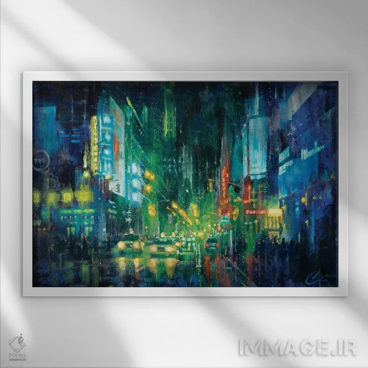 تابلو Times Square,نیویورک، میدان تایمز اثر کریستوفر کلارک - نمای قابدار سفید