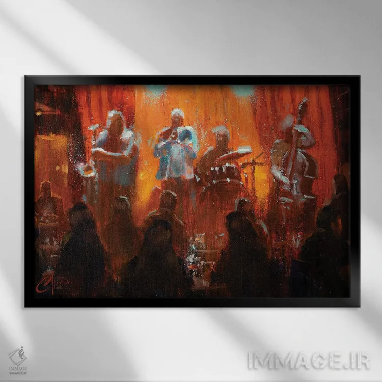 تابلو Jazz,نیویورک، جاز اثر کریستوفر کلارک - نمای قابدار مشکی