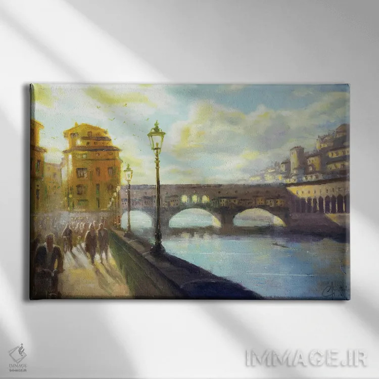 تابلو پونته وکیو فلورانس اثر کریستوفر کلارک - نمای روبهرو روی دیوار