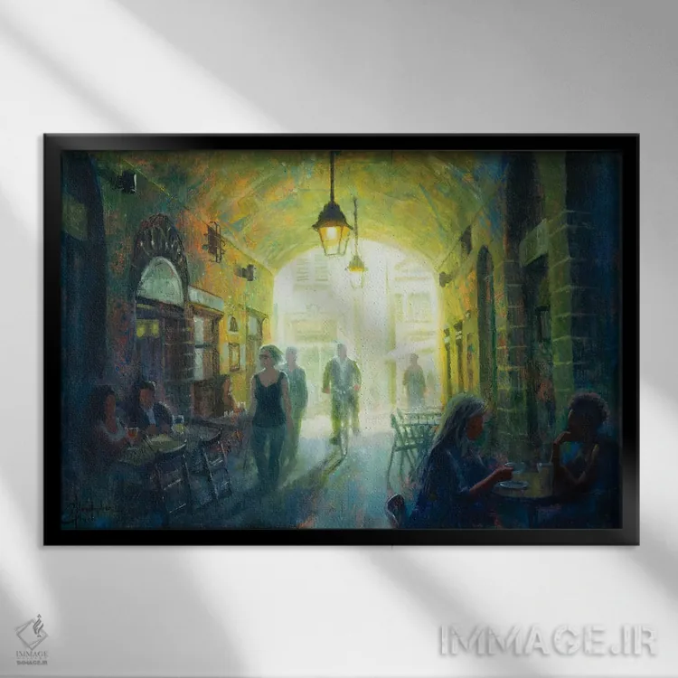 تابلو کافه راهرو اثر کریستوفر کلارک - نمای قابدار مشکی