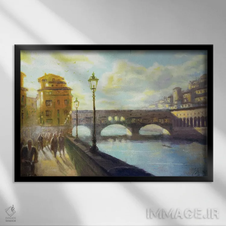 تابلو پونته وکیو فلورانس اثر کریستوفر کلارک - نمای قابدار مشکی