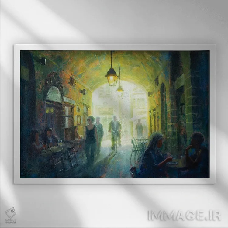 تابلو کافه راهرو اثر کریستوفر کلارک - نمای قابدار سفید