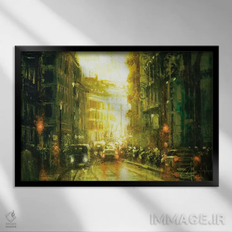 تابلو خیابان میلان اثر کریستوفر کلارک - نمای قابدار مشکی