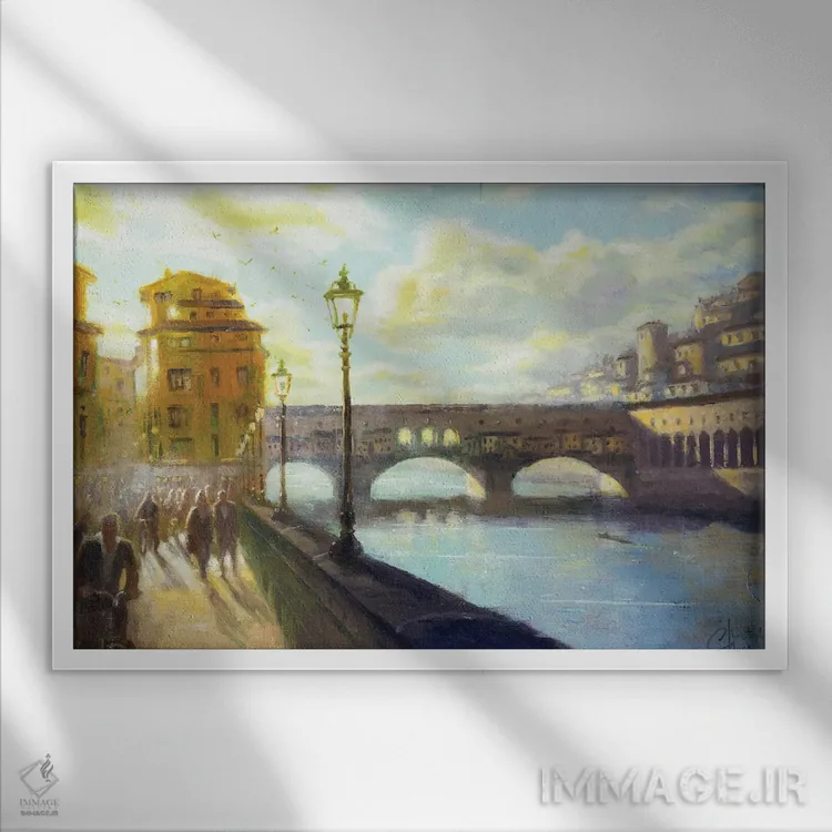 تابلو پونته وکیو فلورانس اثر کریستوفر کلارک - نمای قابدار سفید