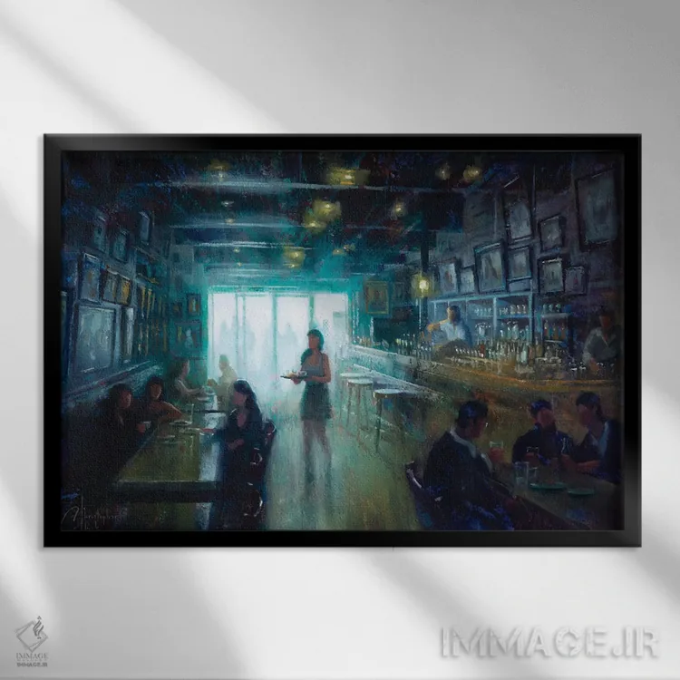 تابلو کافه فرانسوی اثر کریستوفر کلارک - نمای قابدار مشکی