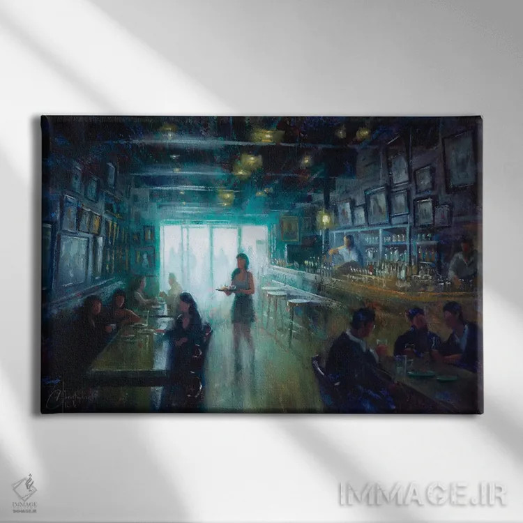 تابلو کافه فرانسوی اثر کریستوفر کلارک - نمای روبهرو روی دیوار