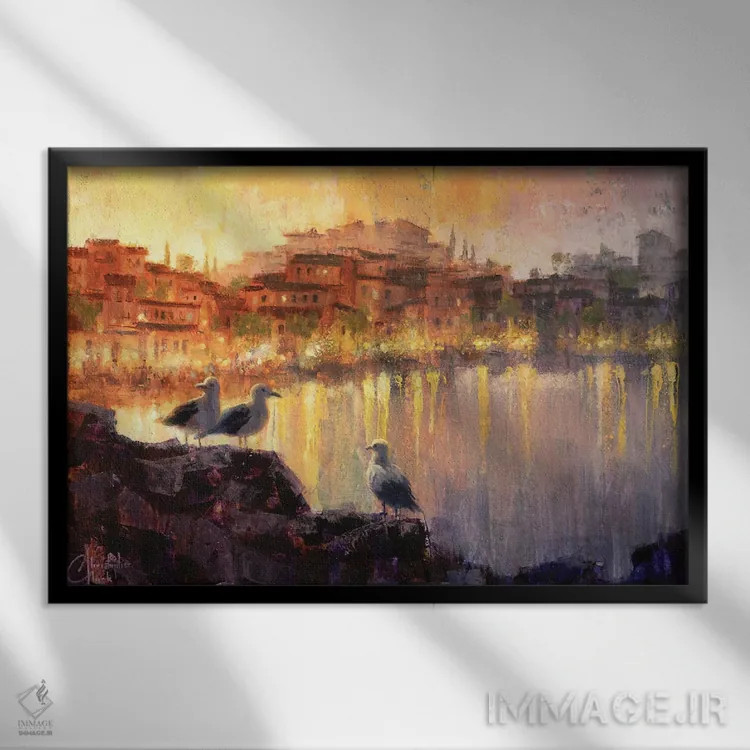 تابلو بندر فرانسه II اثر کریستوفر کلارک - نمای قابدار مشکی