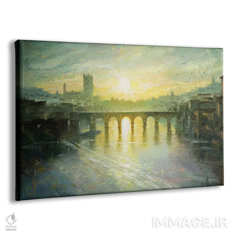 تابلو Bridge At Sunset,آلبی، پل در غروب اثر کریستوفر کلارک - نمای پرسپکتیو محصول