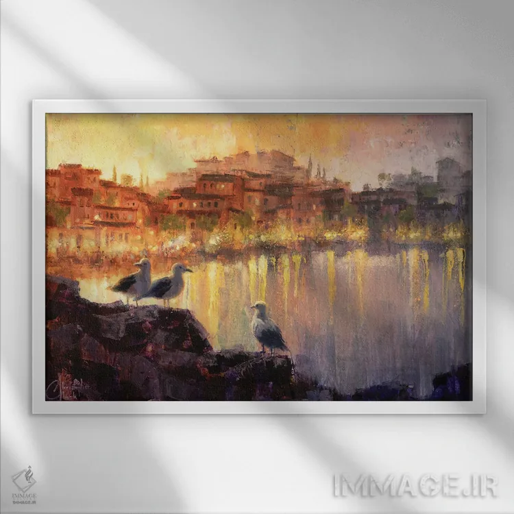 تابلو بندر فرانسه II اثر کریستوفر کلارک - نمای قابدار سفید