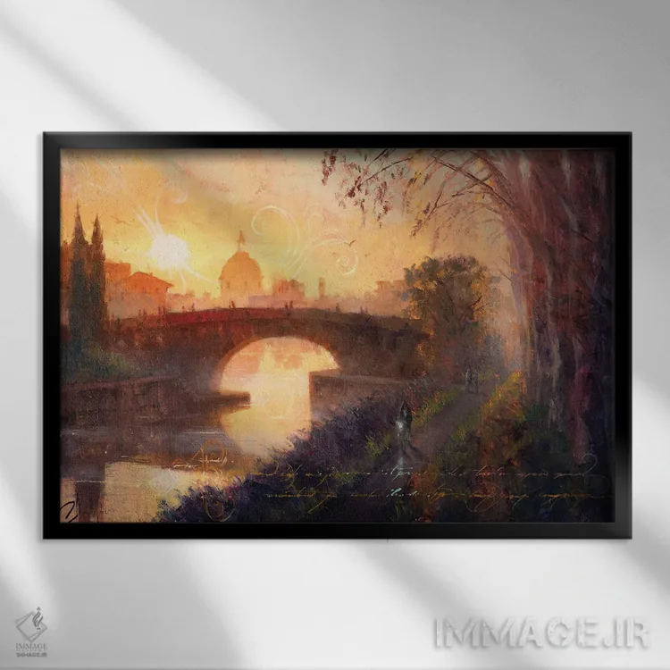 تابلو Canal De Midi At Sunset,تولوز، کانال دو میدی در غروب اثر کریستوفر کلارک - نمای قابدار مشکی