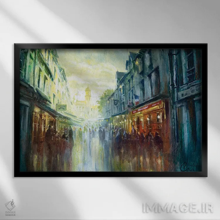 تابلو خیابان اونفلور اثر کریستوفر کلارک - نمای قابدار مشکی
