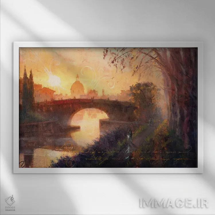 تابلو Canal De Midi At Sunset,تولوز، کانال دو میدی در غروب اثر کریستوفر کلارک - نمای قابدار سفید