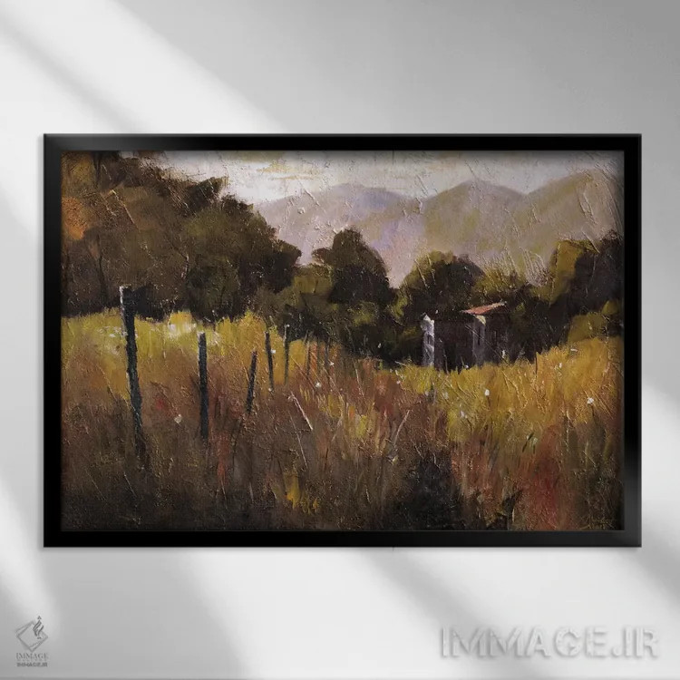 تابلو توسکانی، ایتالیا، پیادهروی به سوی مزرعهٔ گل رز II اثر کریستوفر کلارک - نمای قابدار مشکی