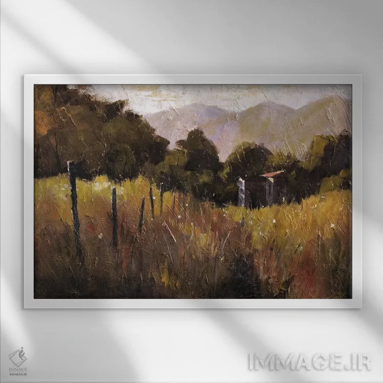 تابلو توسکانی، ایتالیا، پیادهروی به سوی مزرعهٔ گل رز II اثر کریستوفر کلارک - نمای قابدار سفید