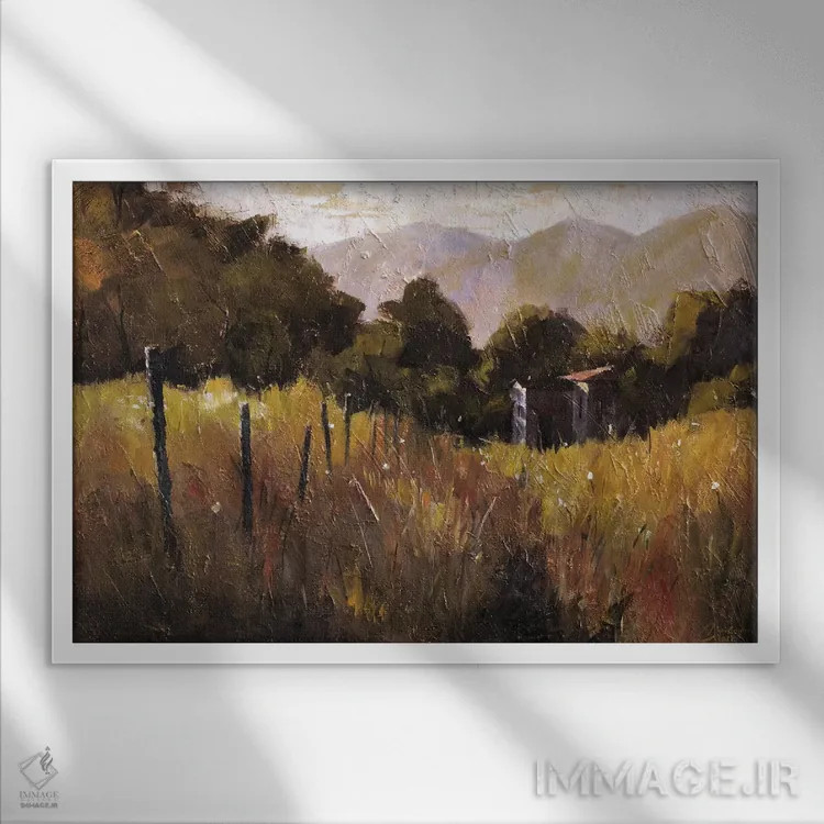 تابلو توسکانی، ایتالیا، پیادهروی به سوی مزرعهٔ گل رز II اثر کریستوفر کلارک - نمای قابدار سفید