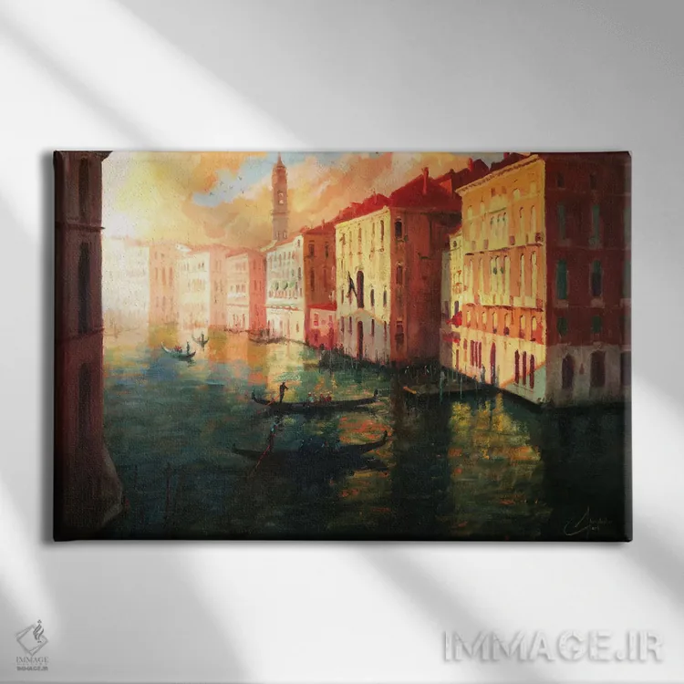 تابلو ونیز، ایتالیا - کانال بزرگ در غروب اثر کریستوفر کلارک - نمای روبهرو روی دیوار