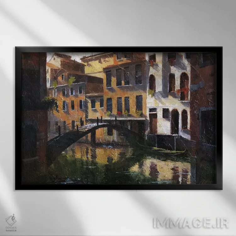 تابلو ونیز، ایتالیا، انعکاسهای آرام II اثر کریستوفر کلارک - نمای قابدار مشکی