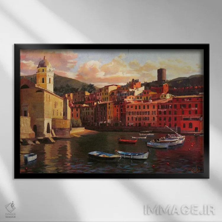 تابلو بندر ورناتسا II اثر کریستوفر کلارک - نمای قابدار مشکی