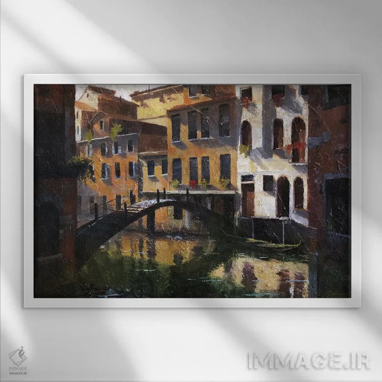 تابلو ونیز، ایتالیا، انعکاسهای آرام II اثر کریستوفر کلارک - نمای قابدار سفید