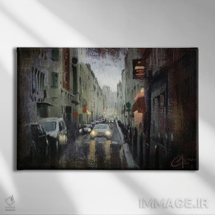 تابلو مطالعهٔ شکل انتزاعی اثر کریستوفر کلارک - نمای روبهرو روی دیوار