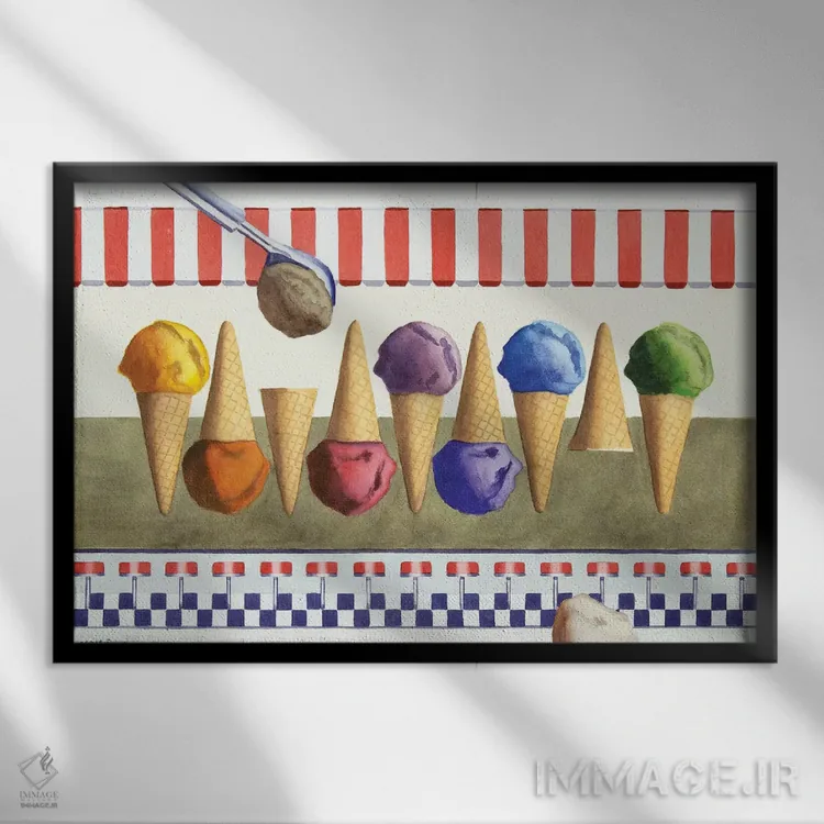 تابلو فروشگاه بستنی سنتی اثر کوری کلیفورد - نمای قابدار مشکی