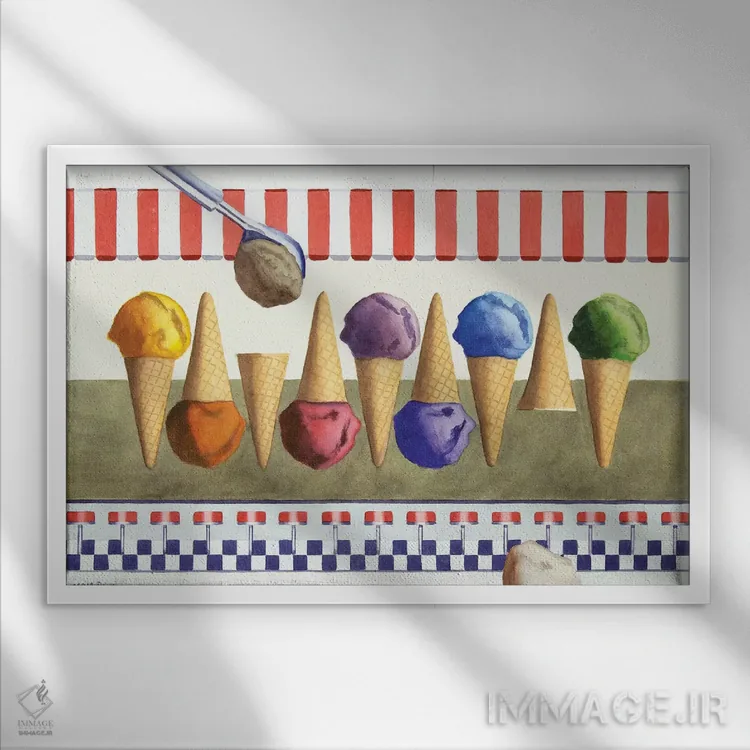 تابلو فروشگاه بستنی سنتی اثر کوری کلیفورد - نمای قابدار سفید