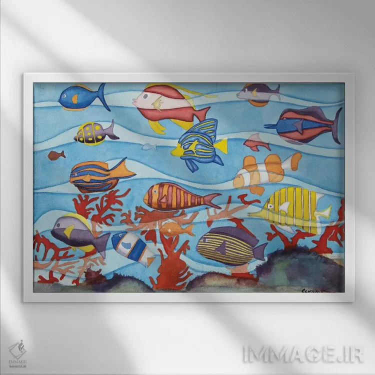 تابلو حرکت در اقیانوس اثر کوری کلیفورد - نمای قابدار سفید