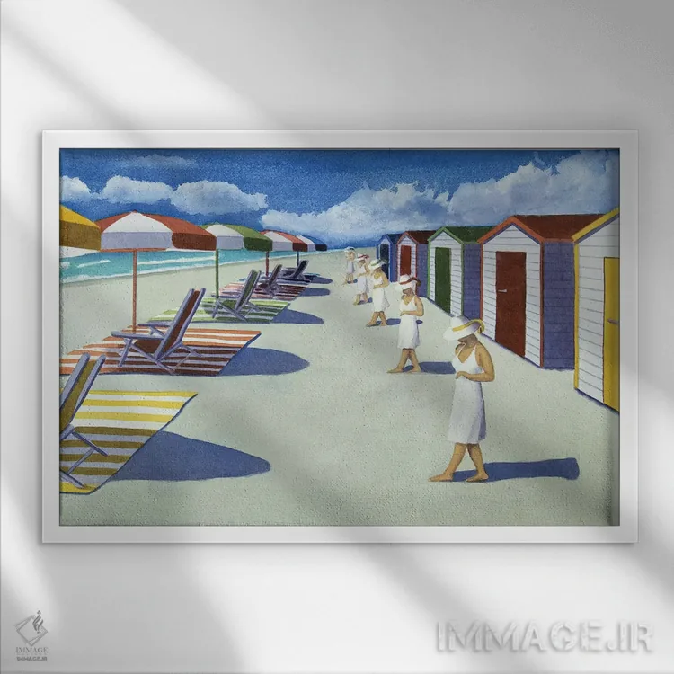 تابلو شروع روزی در ساحل اثر کوری کلیفورد - نمای قابدار سفید