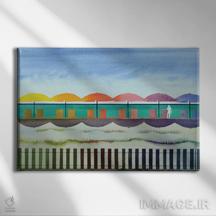 تابلو ساحل آبرنگی اثر کوری کلیفورد - نمای روبهرو روی دیوار