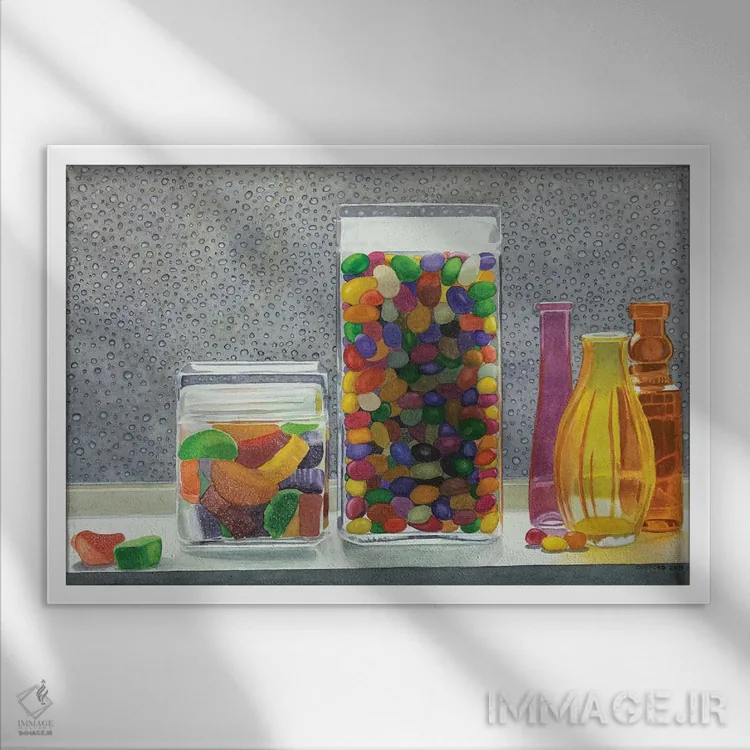 تابلو باران آبنباتی اثر کوری کلیفورد - نمای قابدار سفید