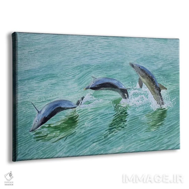 تابلو آببازی دلفین اثر کوری کلیفورد - نمای پرسپکتیو محصول