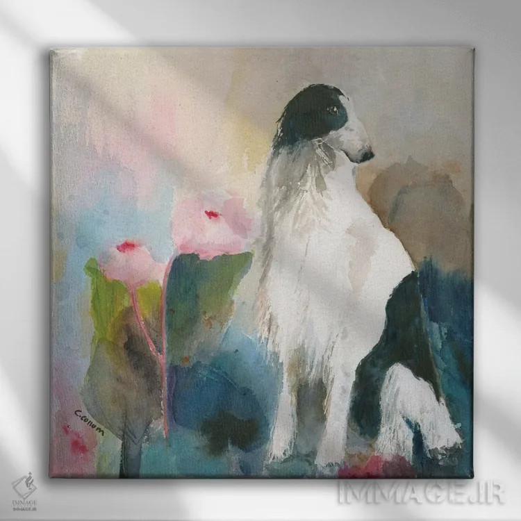 تابلو سگ بورزوی من در باغم اثر کانی کالم - نمای روبهرو روی دیوار