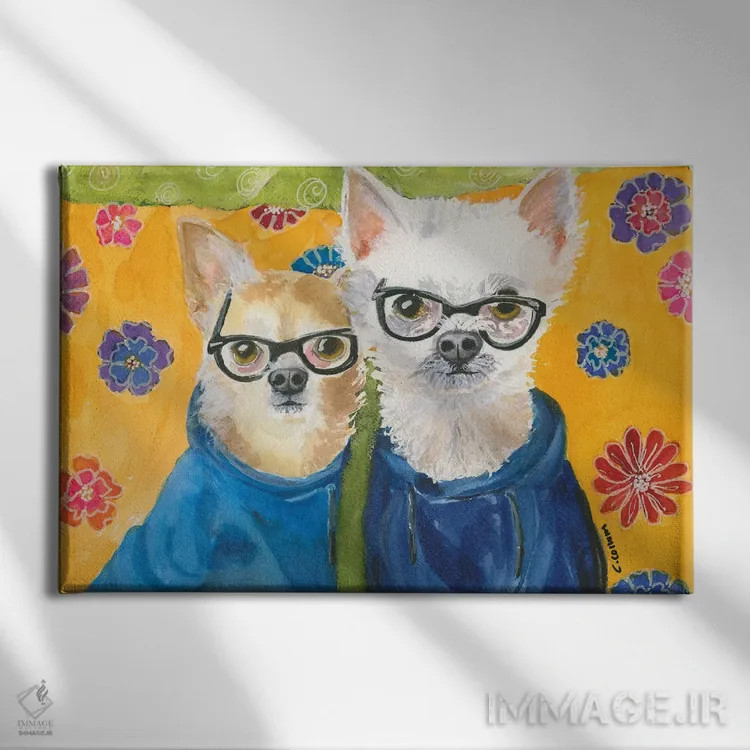 تابلو چیهواهواهای آبی (نوع سگ) اثر کانی کالم - نمای روبهرو روی دیوار