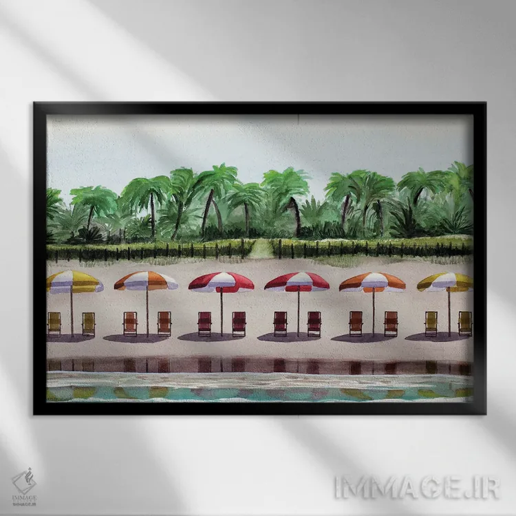 تابلو ساحل مزرعهای اثر کوری کلیفورد - نمای قابدار مشکی